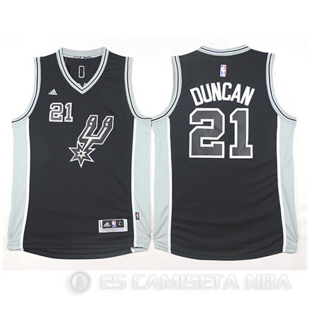 Camiseta Duncan #21 San Antonio Spurs Negro - Haga un click en la imagen para cerrar